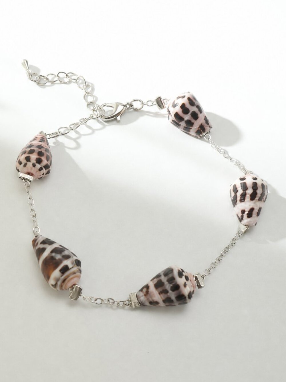 Silver chain Hebrew Cone Shell Bracelet
